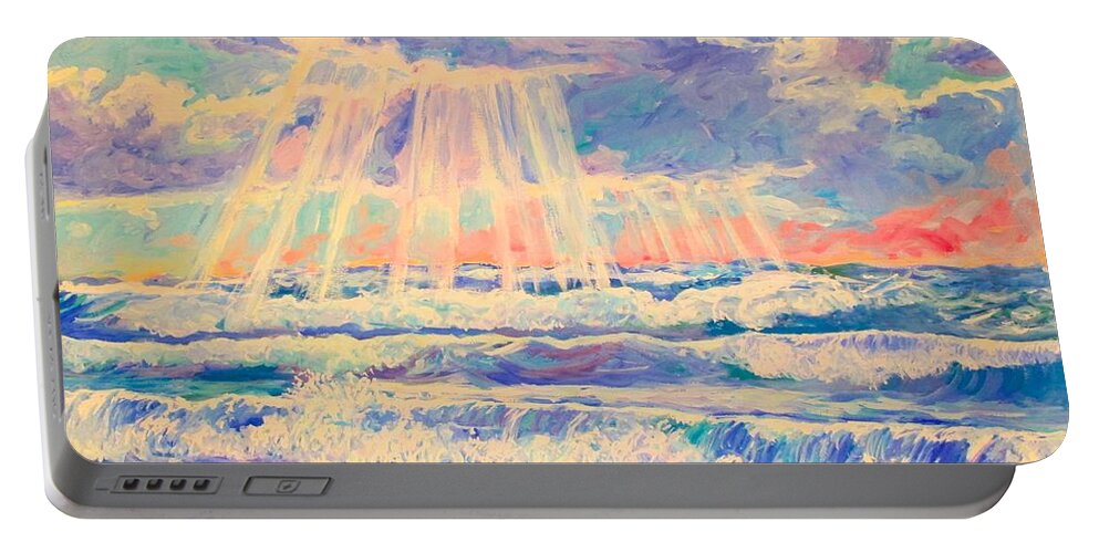 Beach Portable Battery Charger featuring the painting Rehoboth Light by Kendall Kessler