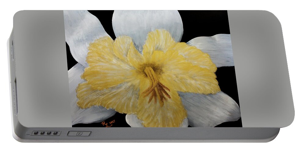 Flower Portable Battery Charger featuring the painting Renew by Renee Logan