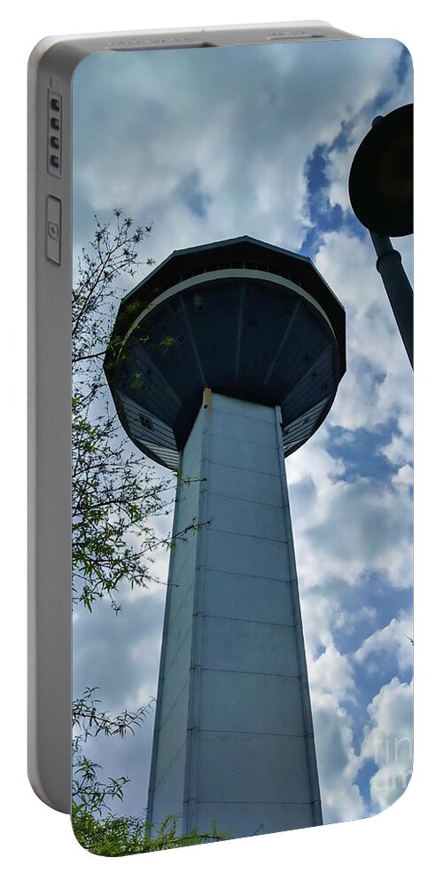 Towering Portable Battery Charger featuring the photograph Restaurant in the Clouds by Roberta Byram