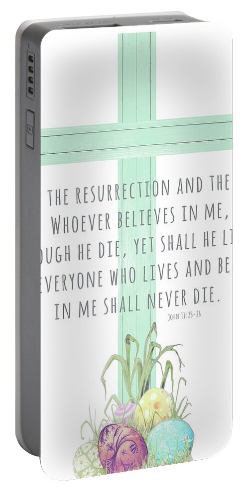 Resurrection Portable Battery Charger featuring the mixed media Resurrection by Diannart