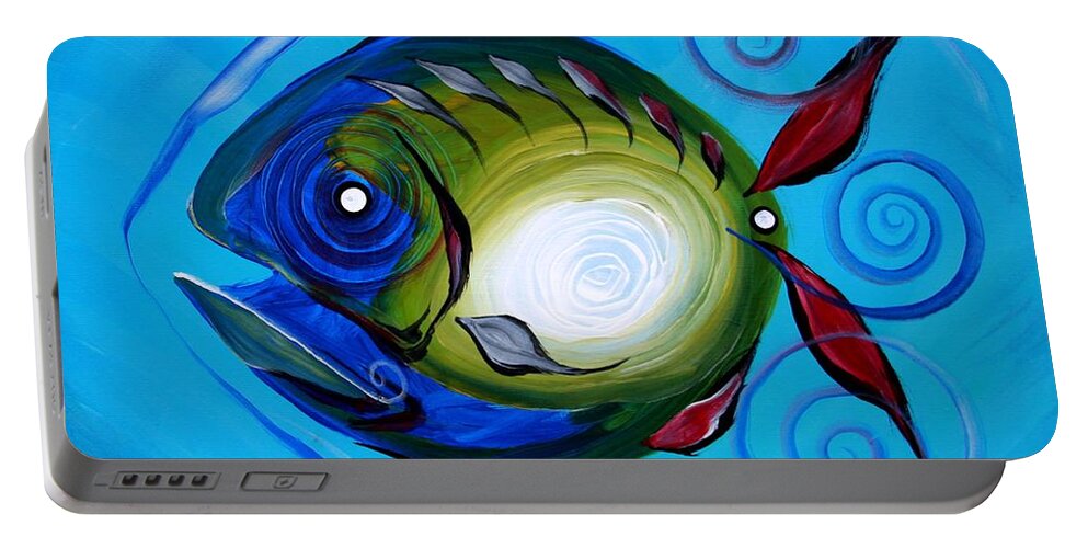 Fish Portable Battery Charger featuring the painting Return Fish by J Vincent Scarpace