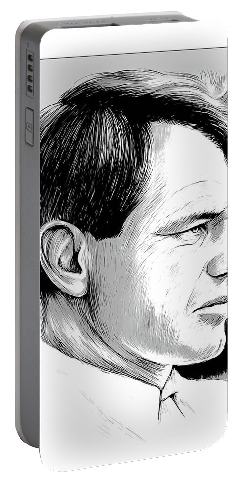 Line Art Portable Battery Charger featuring the mixed media RFK line art by Greg Joens