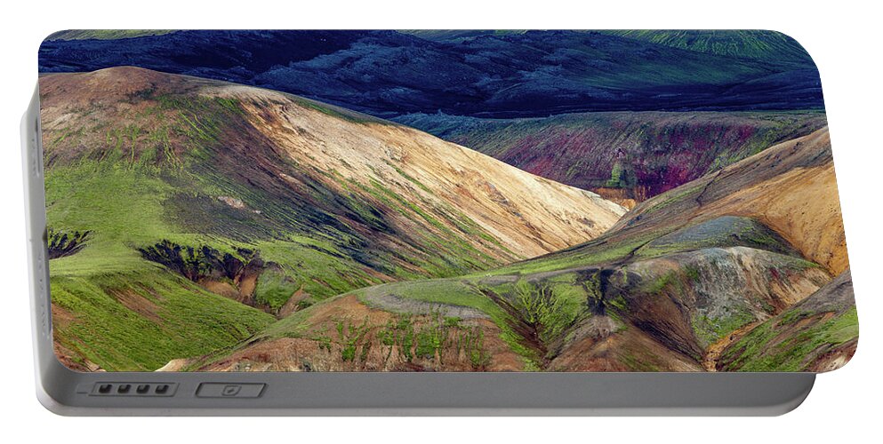 Heike Odermatt Portable Battery Charger featuring the photograph Rhyolite Mountains by Heike Odermatt