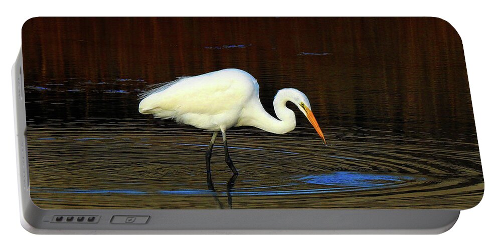 Egret Portable Battery Charger featuring the photograph Rippled Reflections by Scott Cameron