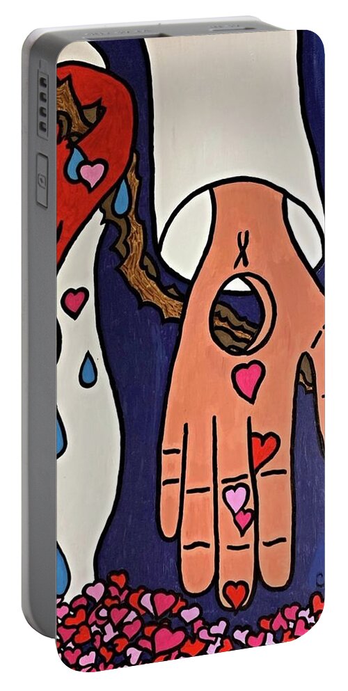 Acrylic Portable Battery Charger featuring the painting Ultimate Love by Colette Lee