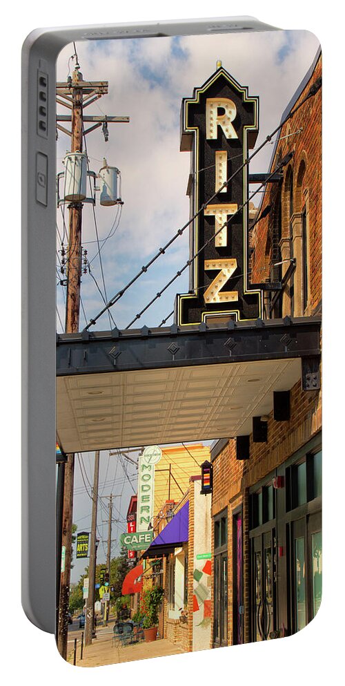 In Focus Portable Battery Charger featuring the photograph Ritz Theater by Nancy Dunivin