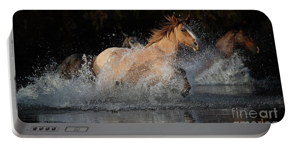 Horse Portable Battery Charger featuring the photograph River Run by Shannon Hastings