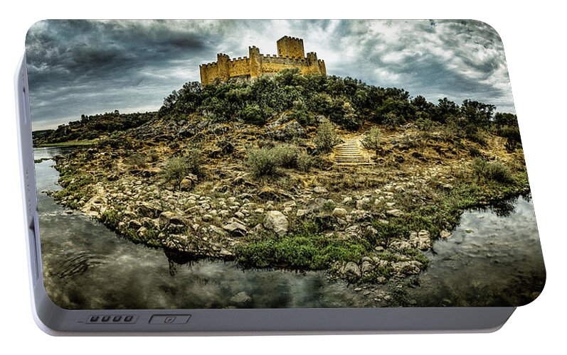 River Portable Battery Charger featuring the digital art Riverisland Castle by Micah Offman