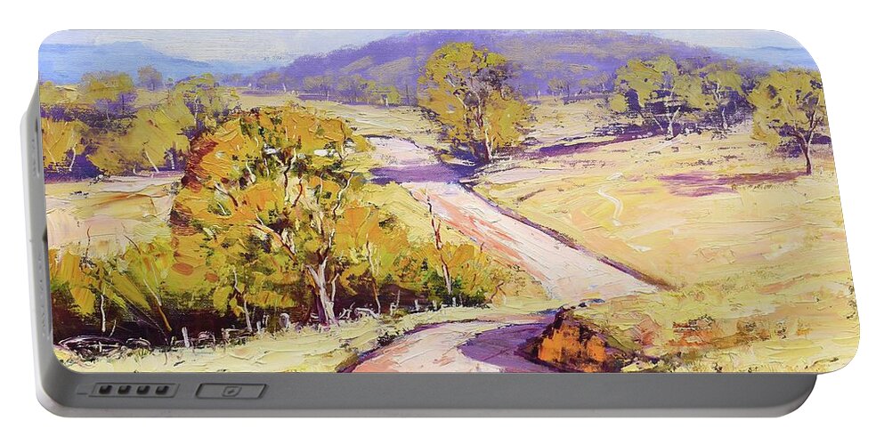Nature Portable Battery Charger featuring the painting Road through Kanimbla by Graham Gercken