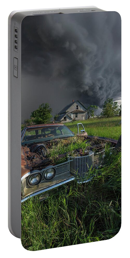 Thunderstorm Portable Battery Charger featuring the photograph Road's end by Aaron J Groen