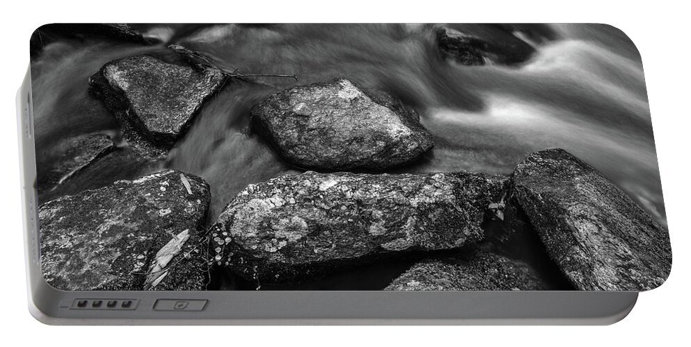 Rocks Portable Battery Charger featuring the photograph Rocks in Stream Study 1 by Lindsay Garrett