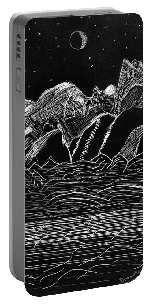 Rocky Mountains Portable Battery Charger featuring the drawing Rocky Mountain High by Branwen Drew