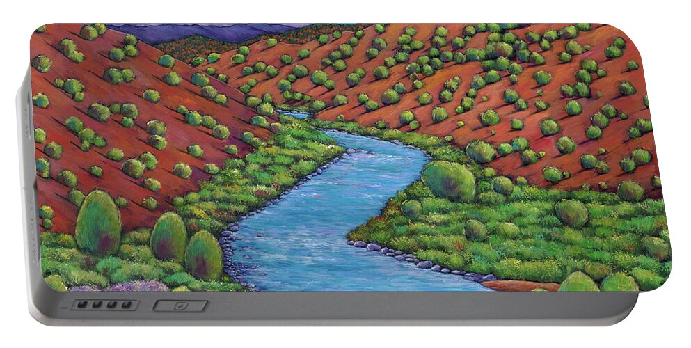Landscape Portable Battery Charger featuring the painting Rolling Rio Grande by Johnathan Harris