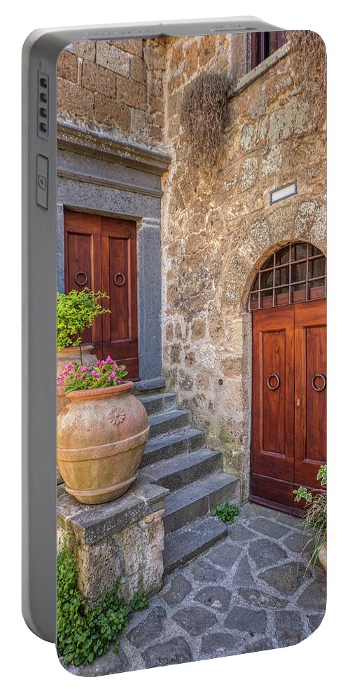 Courtyard Portable Battery Charger featuring the photograph Romantic Courtyard Of Tuscany by David Letts