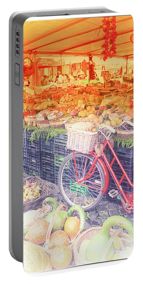Red Bike Portable Battery Charger featuring the photograph Rome 4 by Becqi Sherman