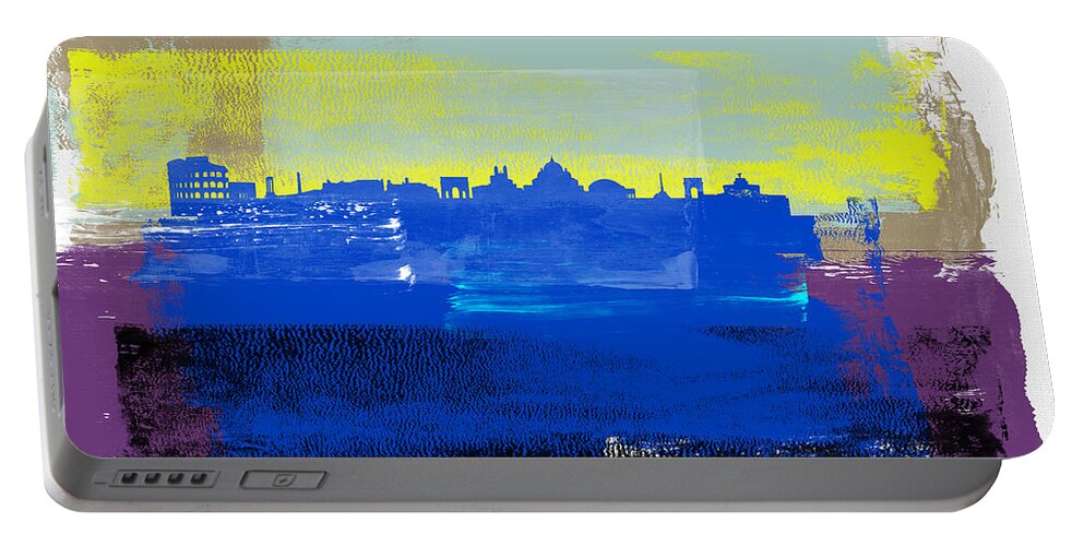 Rome Portable Battery Charger featuring the mixed media Rome Abstract Skyline II by Naxart Studio