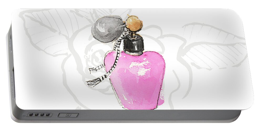 Rose Portable Battery Charger featuring the mixed media Rose Perfume I by Lanie Loreth
