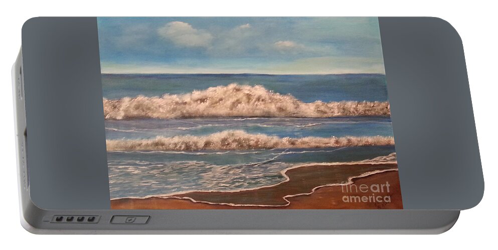 Rough Surf Portable Battery Charger featuring the painting Rough Surf by Elizabeth Mauldin