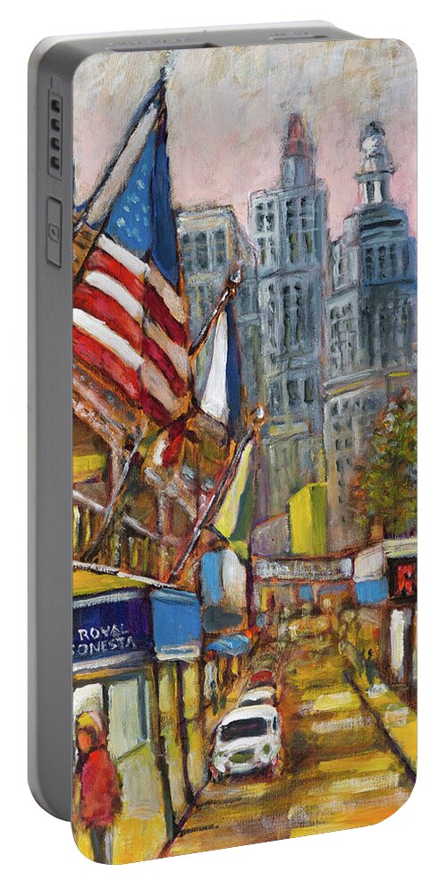 New Orleans Portable Battery Charger featuring the painting Royal Sonesta by Mike Bergen