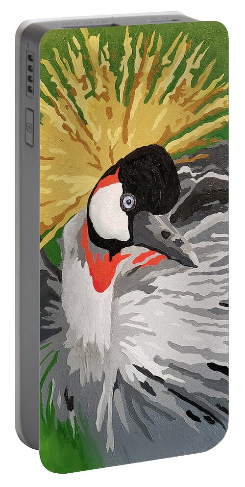 Crane Portable Battery Charger featuring the painting Royalty Wears A Crown by Cheryl Bowman