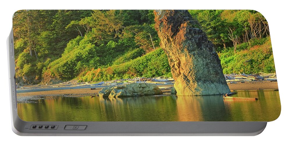 Water Portable Battery Charger featuring the photograph Ruby Beach at sunset golden hour by Kyle Lee