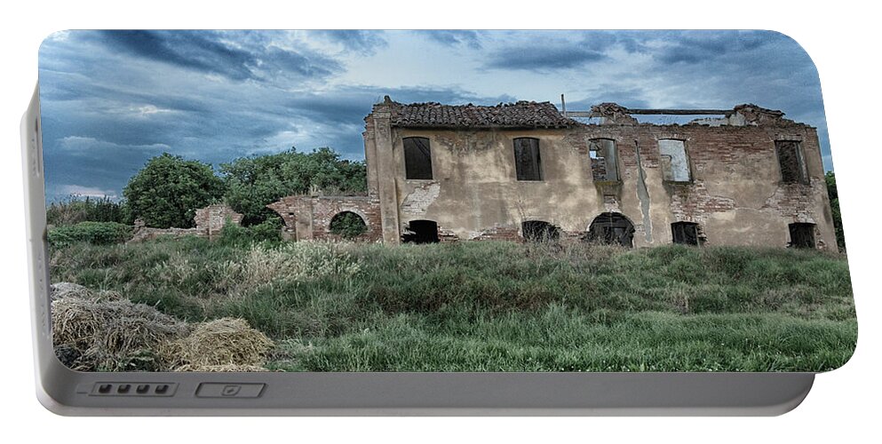 Barn Portable Battery Charger featuring the photograph Ruined farmer homes in Italian countryside by Vivida Photo PC