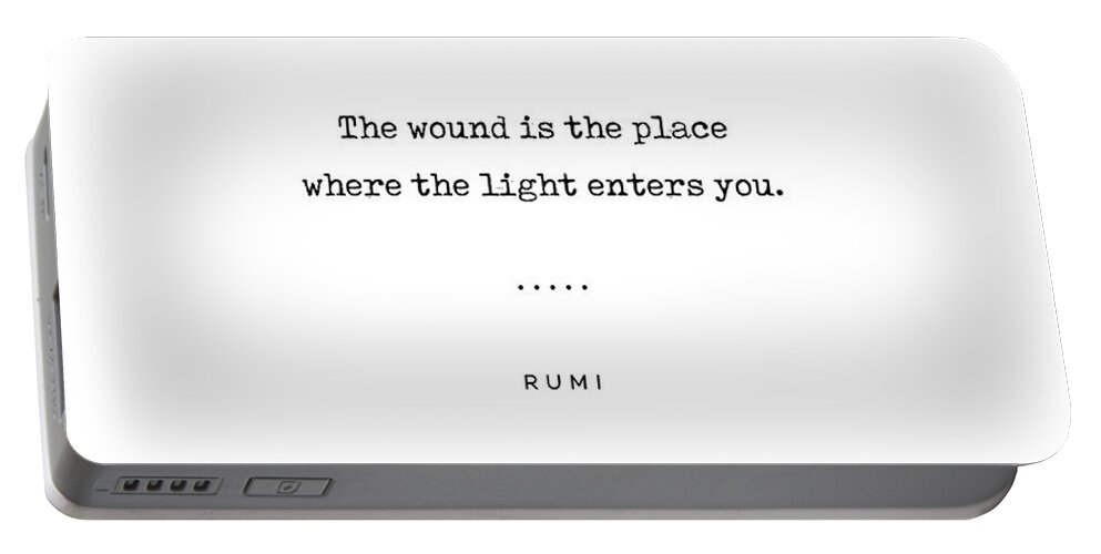 Rumi Quote Portable Battery Charger featuring the mixed media Rumi Quote 15 - Minimal, Sophisticated, Modern, Classy Typewriter Print by Studio Grafiikka