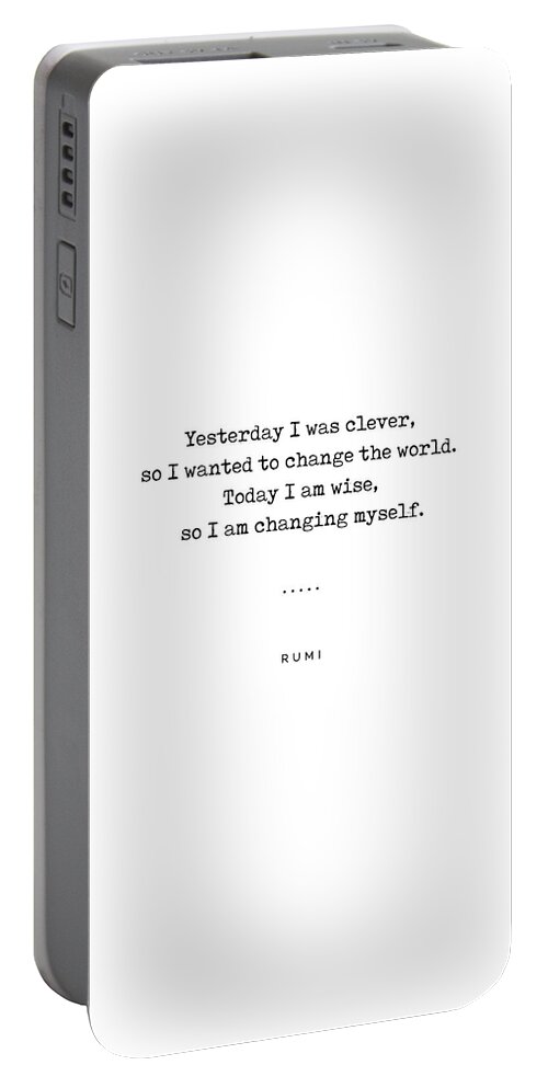 Rumi Quote Portable Battery Charger featuring the mixed media Rumi Quote on Life 05 - Minimal, Sophisticated, Modern, Classy Typewriter Print by Studio Grafiikka
