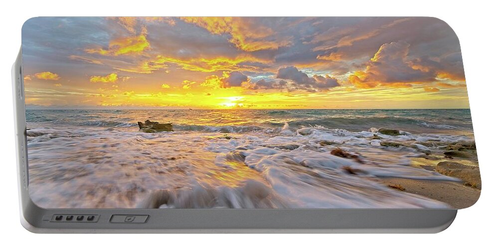 Carlin Park Portable Battery Charger featuring the photograph Rushing Surf by Steve DaPonte