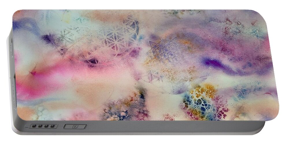 Sacred Geometry Portable Battery Charger featuring the painting Sacred Flow by Tara Moorman