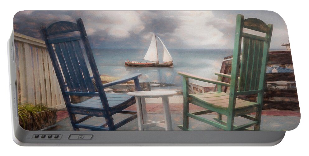 Boats Portable Battery Charger featuring the photograph Sail On Painting by Debra and Dave Vanderlaan