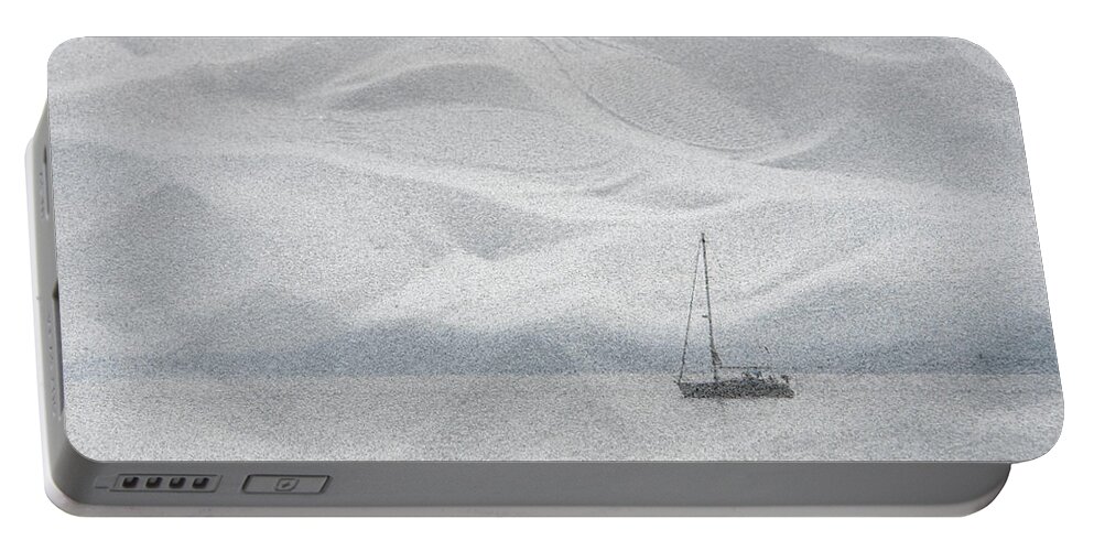 Sailboat Portable Battery Charger featuring the photograph Sailboat in the Sand by Kathy Paynter