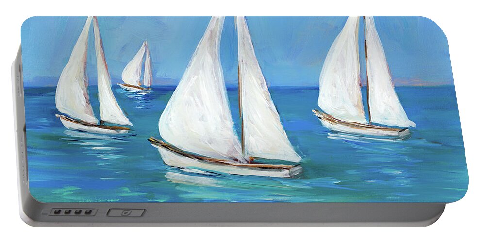 Sailboats Portable Battery Charger featuring the painting Sailboats I by South Social D