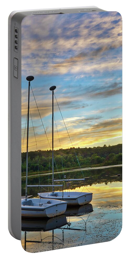 Sailboat Portable Battery Charger featuring the photograph Sailing Lake Waban by Juergen Roth