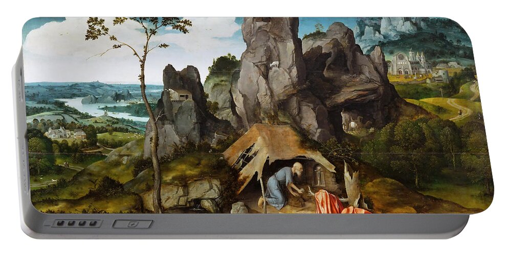 Joachim Patinir Portable Battery Charger featuring the painting Saint Jerome in the Desert by Joachim Patinir