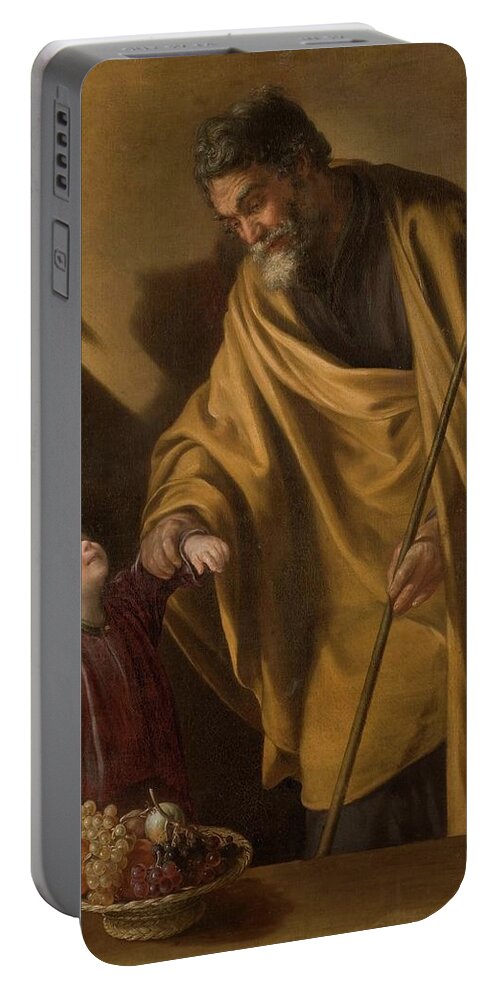 Saint Joseph Portable Battery Charger featuring the painting 'Saint Joseph with the Christ Child'. Ca. 1650. Oil on canvas. by Sebastian Martinez