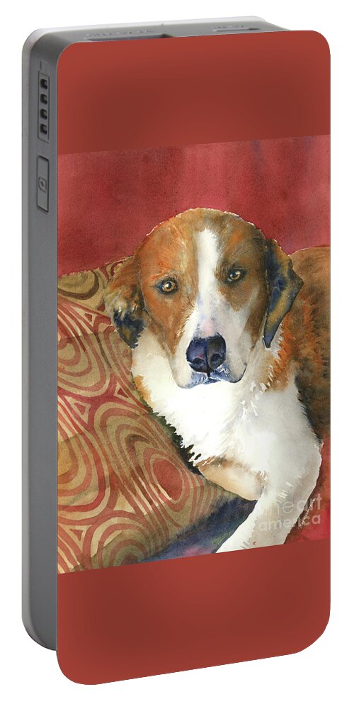 Dog Portrait Portable Battery Charger featuring the painting Sally by Amy Kirkpatrick