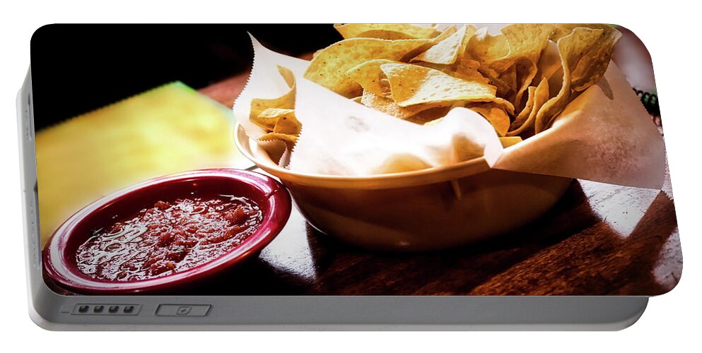 Cuisine Portable Battery Charger featuring the photograph Salsa and Chips by Bill Chizek