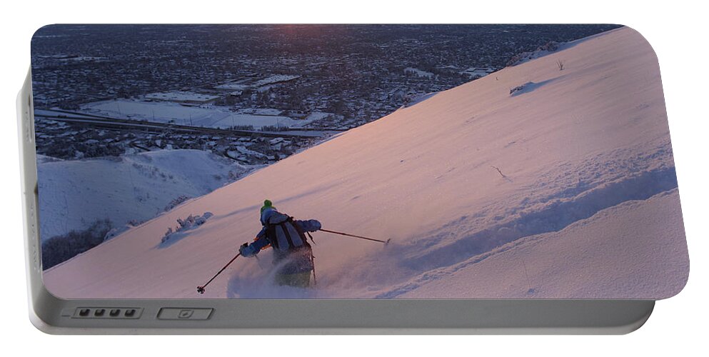 Ski Portable Battery Charger featuring the photograph Salt Lake City Skier by Brett Pelletier