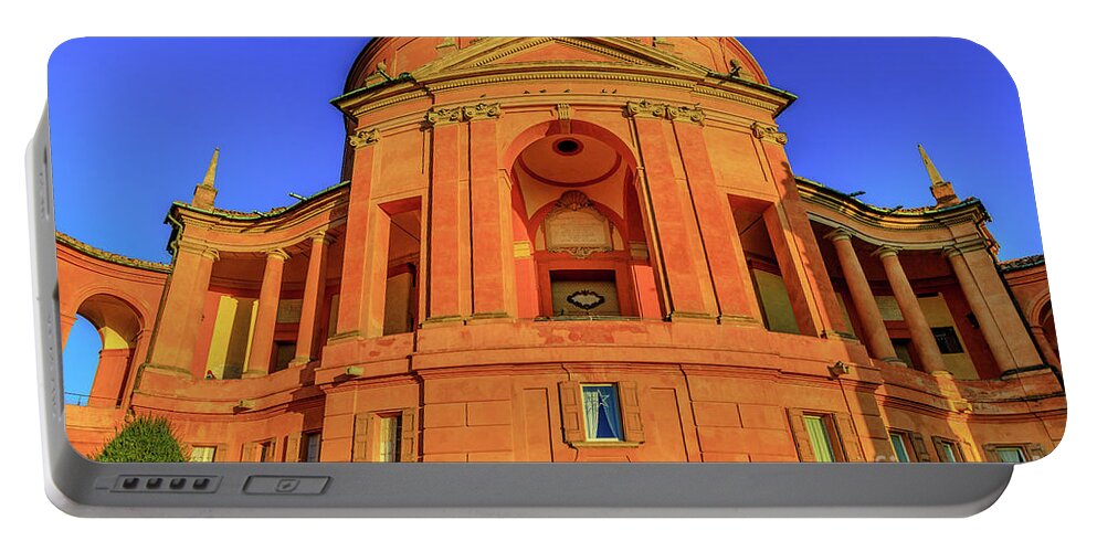 Bologna Portable Battery Charger featuring the photograph San Luca Sanctuary facade by Benny Marty