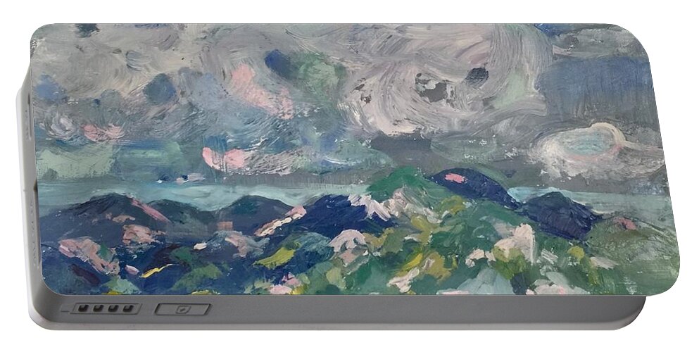 Abstract Mountain Scene Portable Battery Charger featuring the painting Sangre de Cristo by Patsy Walton