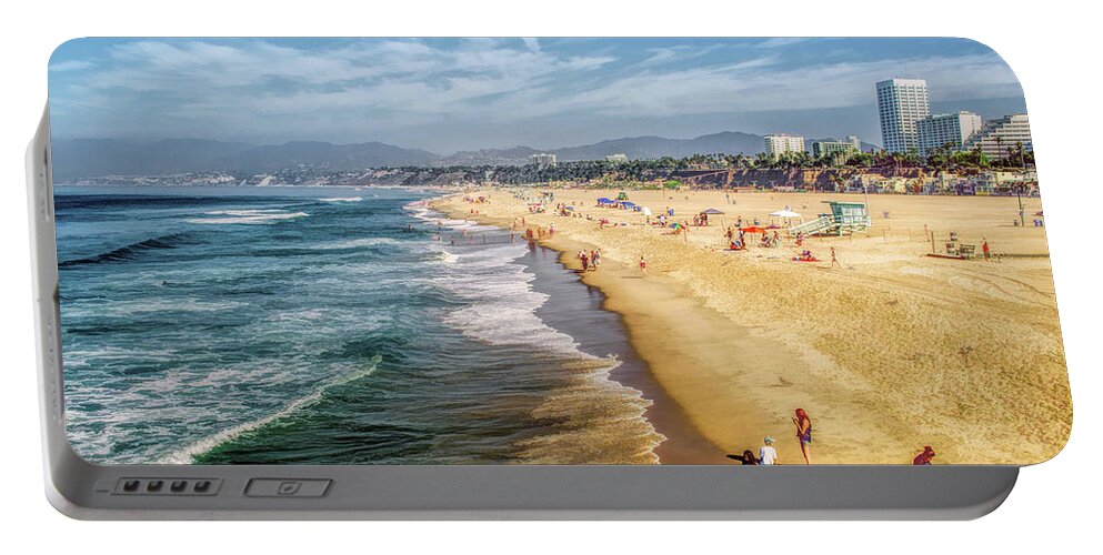 Santa Monica Portable Battery Charger featuring the painting Santa Monica Beach by Christopher Arndt