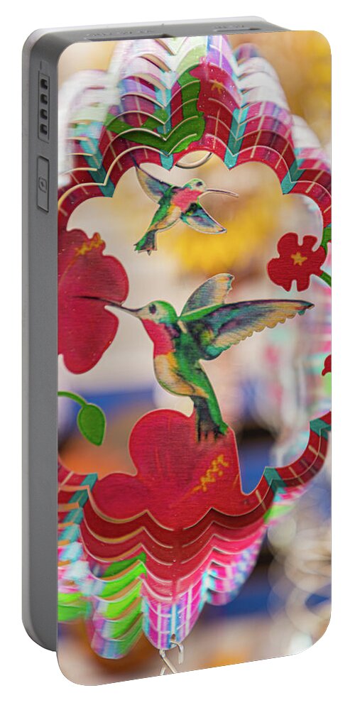 2019 Portable Battery Charger featuring the photograph Sante Fe color wheels yard art by Tim Stanley