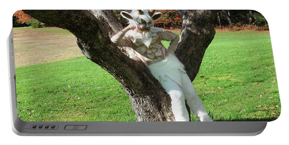 Halloween Portable Battery Charger featuring the photograph Satyr Costume 16 by Amy E Fraser