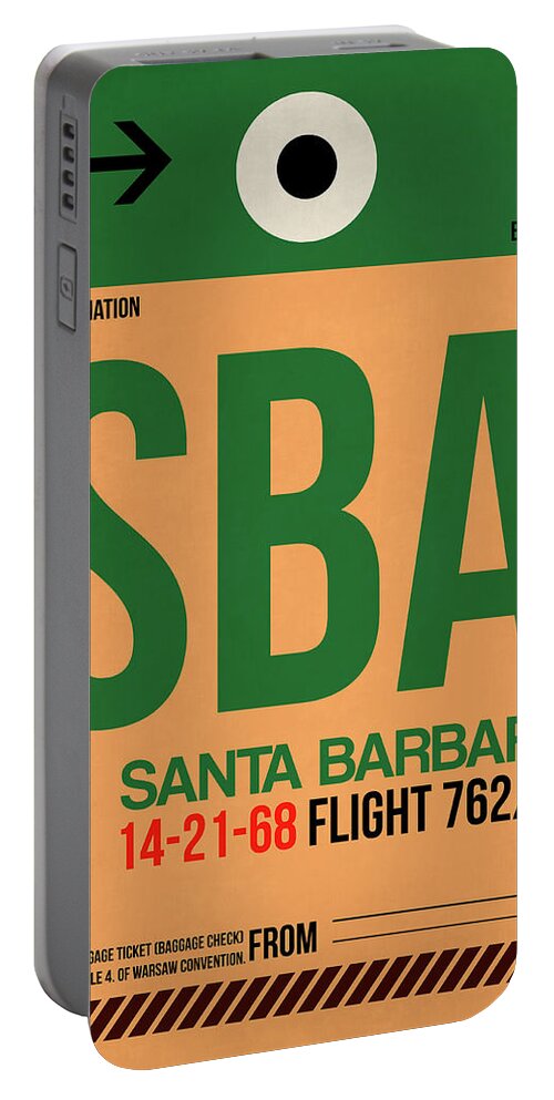 Santa Barbara Portable Battery Charger featuring the digital art SBA Santa Barbara Luggage Tag I by Naxart Studio