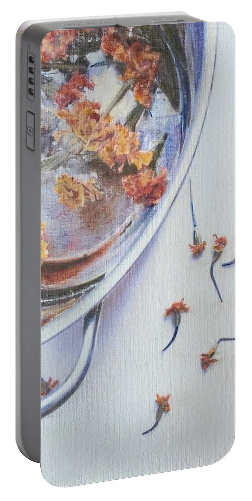 Flowers Portable Battery Charger featuring the painting Scattered by Cara Frafjord