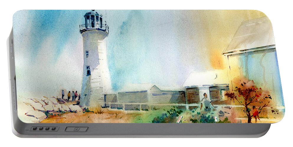 Visco Portable Battery Charger featuring the painting Scituate Light 2 by P Anthony Visco