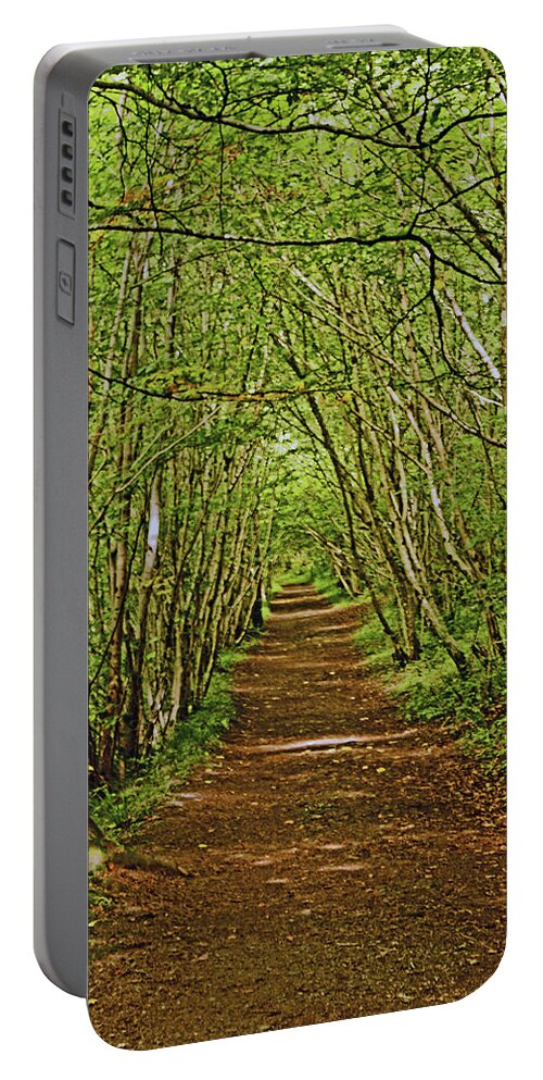 Scotland Portable Battery Charger featuring the photograph SCOTLAND. Killiecrankie. Path Through The Trees. by Lachlan Main