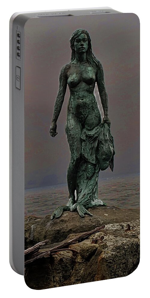 Statue Portable Battery Charger featuring the photograph Seal Woman Statue by Imagery-at- Work