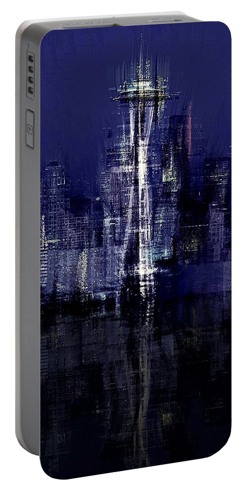 Cityscape Portable Battery Charger featuring the digital art Seattle by David Manlove